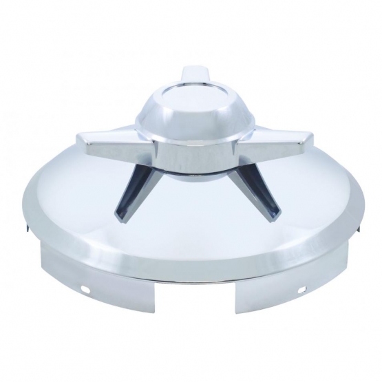 5 Even Notched Chrome Front Hubcap With 3 Bar Spinner - 1" Lip