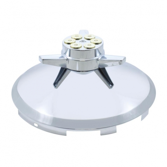 6 Uneven Notched Stainless Front Hubcap With Gun Cylinder Spinner - 7/16" Lip