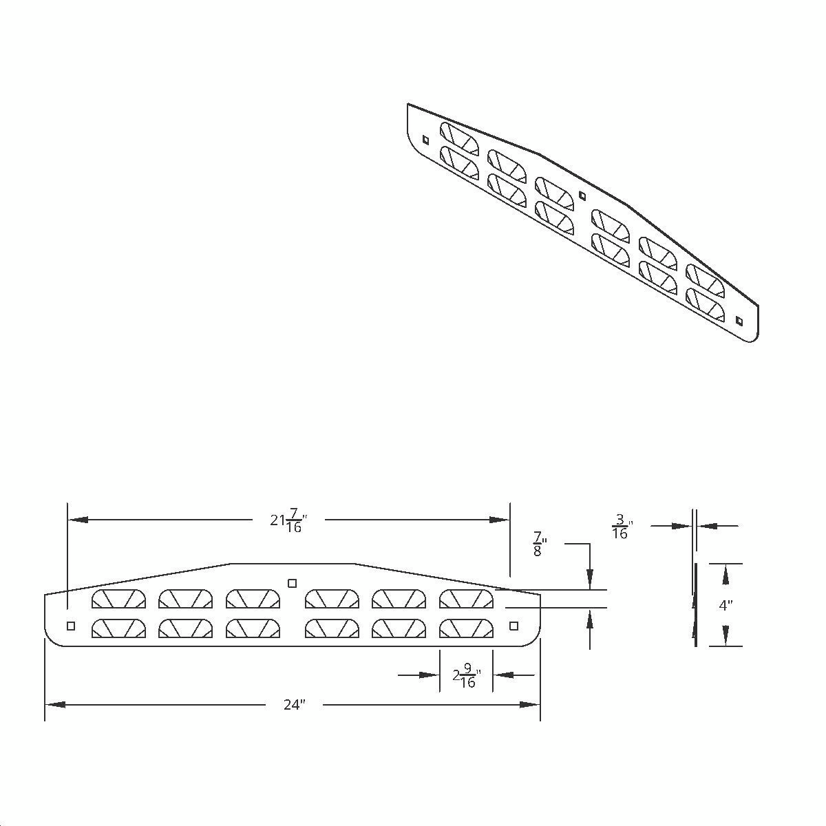 4" X 24" Stainless Louvered Bottom Mud Flap Plate - Bolt Thru - Thumbnail 2