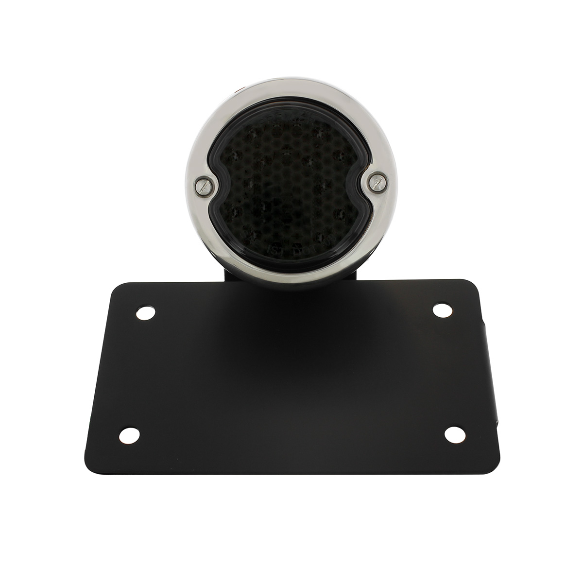 Black Horizontal Side Mount License Bracket For Motorcycle With 1933-36 Ford Style LED Tail Light - Thumbnail 2