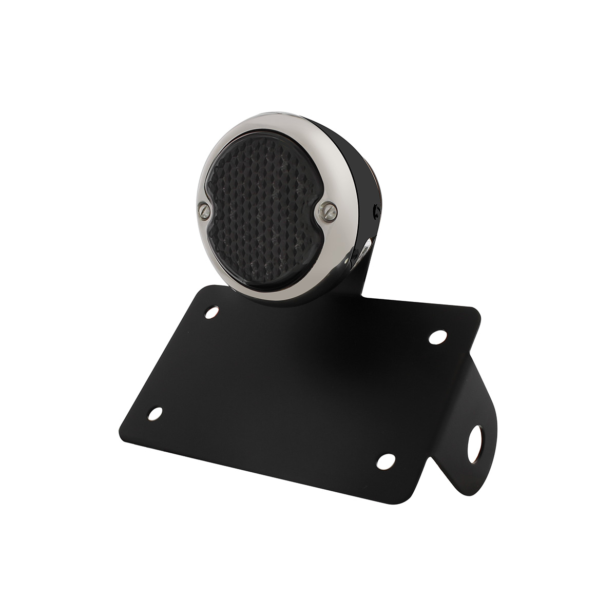 Black Horizontal Side Mount License Bracket For Motorcycle With 1933-36 Ford Style LED Tail Light - Thumbnail 4