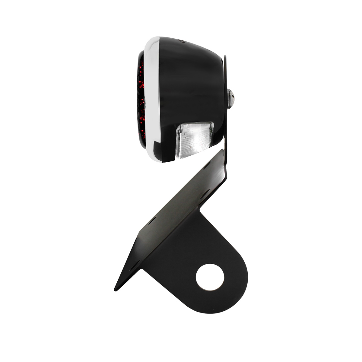 Black Horizontal Side Mount License Bracket For Motorcycle With 1933-36 Ford Style LED Tail Light - Thumbnail 5