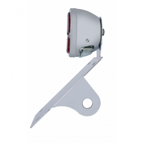 Chrome Vertical Side Mount License Bracket For Motorcycle With 1928 "LED DUO Lamp" Tail Light - Thumbnail 2