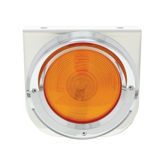 Stainless Light Bracket With 4" Light & Visor - Amber Lens