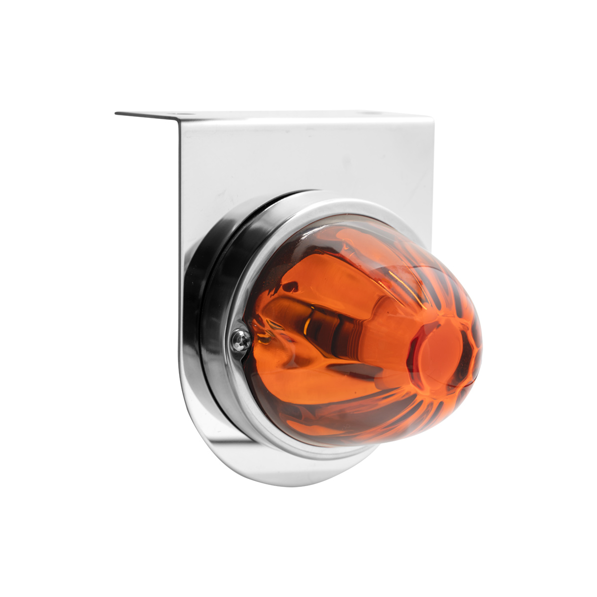 Dual Function Glass Watermelon Light With Stainless Steel Light Bracket Kit With LED Bulb-Amber LED/Amber Lens - Thumbnail 2