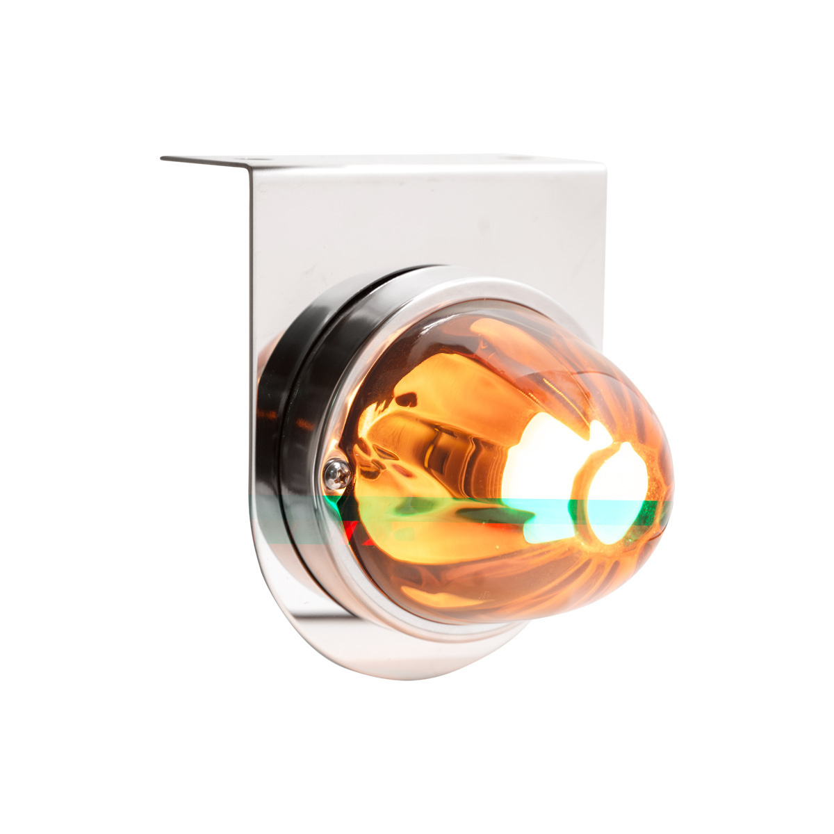 Dual Function Glass Watermelon Light With Stainless Steel Light Bracket Kit With LED Bulb-Amber LED/Amber Lens - Thumbnail 10