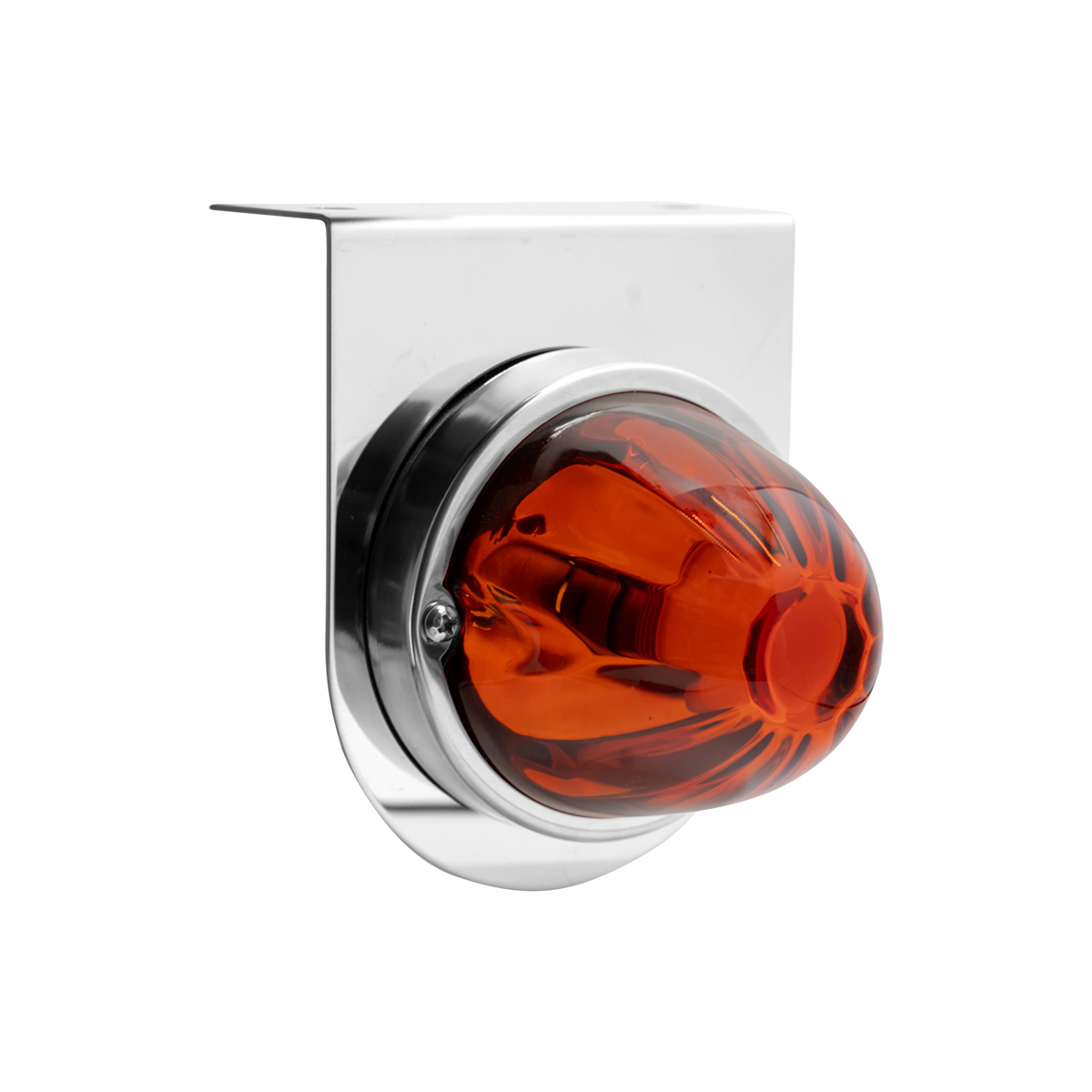 Dual Function Glass Watermelon Light With Stainless Steel Light Bracket Kit With LED Bulb-Amber LED/Dark Amber Lens - Thumbnail 2