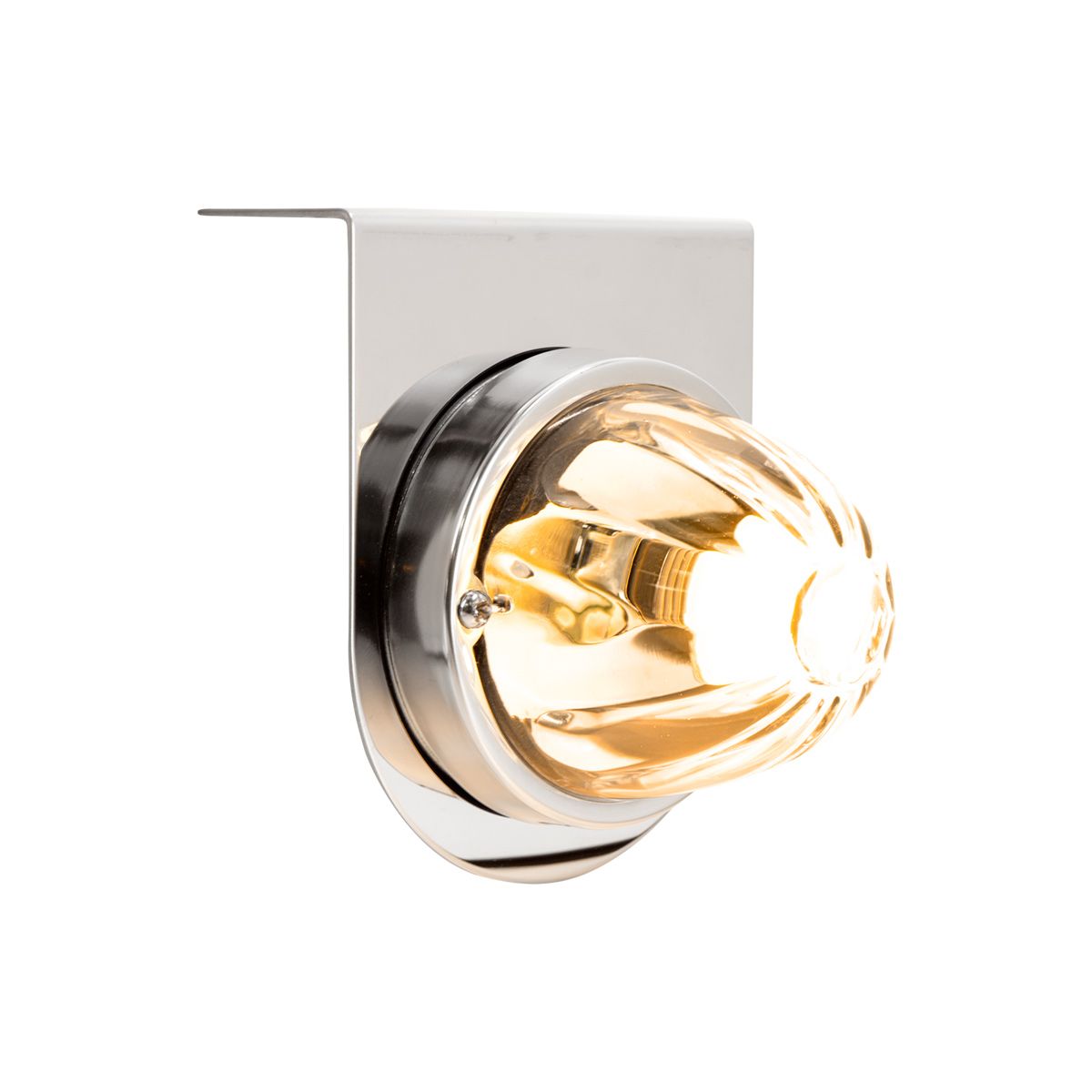 Dual Function Glass Watermelon Light With Stainless Steel Light Bracket Kit With LED Bulb-Amber LED/Clear Lens