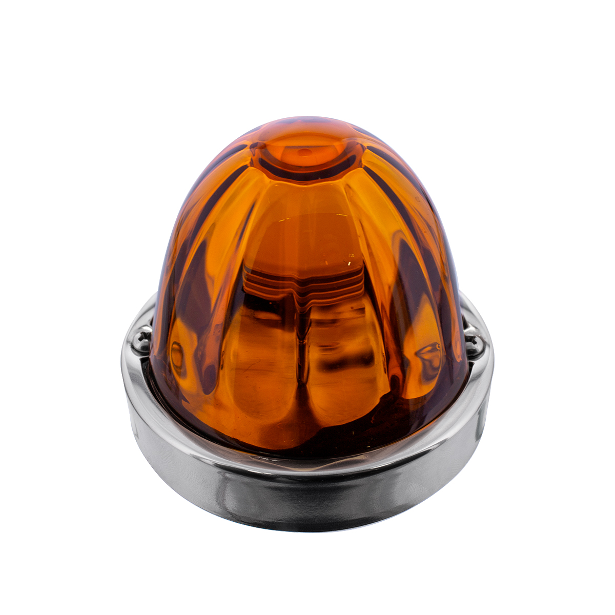 Dual Function Glass Watermelon Flush Mount Kit With LED Bulb - Amber LED/Amber Lens - Thumbnail 2