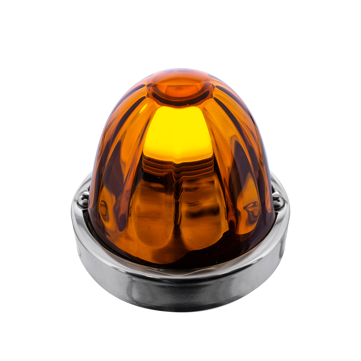 Dual Function Glass Watermelon Flush Mount Kit With LED Bulb - Amber LED/Amber Lens - Thumbnail 11