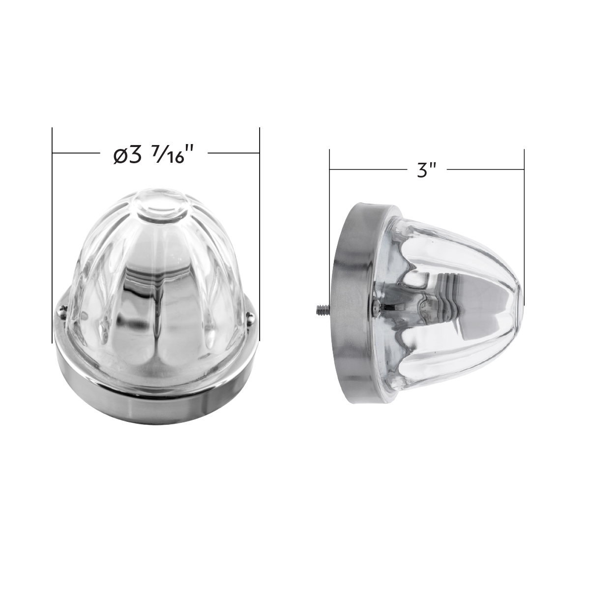 Dual Function Glass Watermelon Flush Mount Kit With LED Bulb - Amber LED/Clear Lens - Thumbnail 5