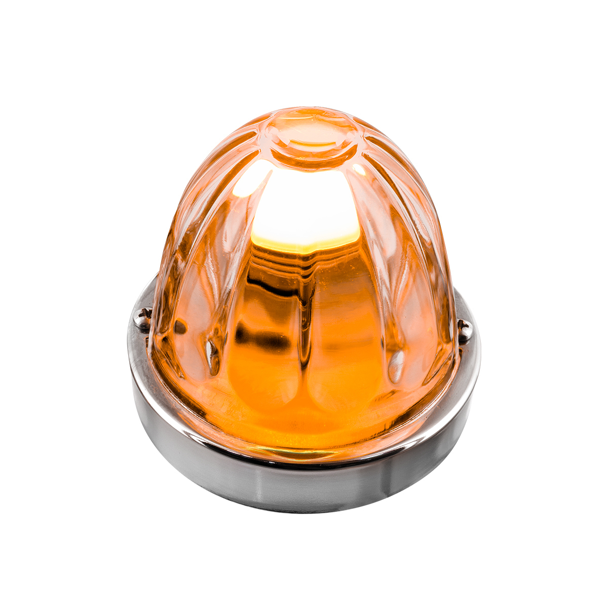 Dual Function Glass Watermelon Flush Mount Kit With LED Bulb - Amber LED/Clear Lens - Thumbnail 10