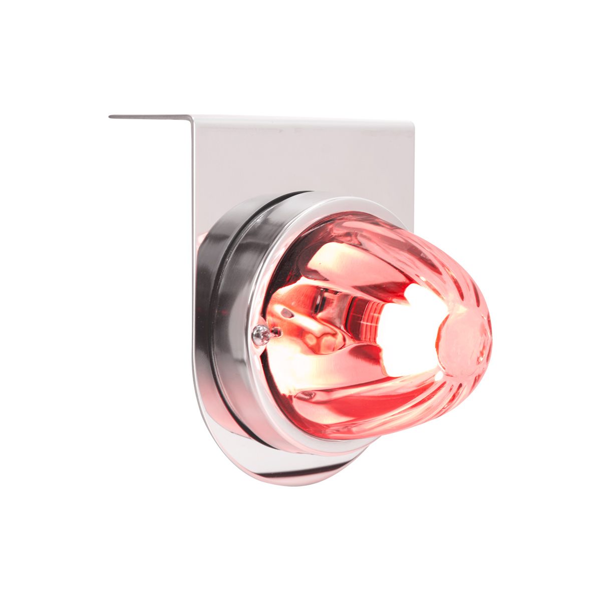 Dual Function Glass Watermelon Light With Stainless Steel Light Bracket Kit With LED Bulb-Red LED/Clear Lens