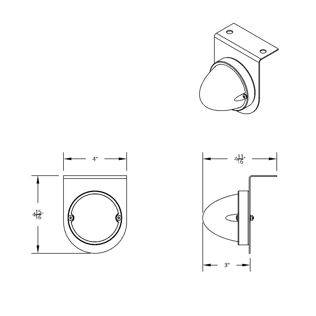 Dual Function Glass Watermelon Light With Stainless Steel Light Bracket Kit With LED Bulb-Red LED/Clear Lens - Thumbnail 9