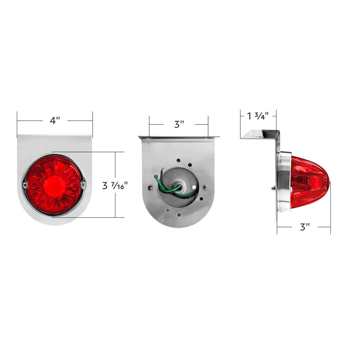 Dual Function Glass Watermelon Light With Stainless Steel Light Bracket Kit With LED Bulb-Red LED/Red Lens - Thumbnail 8