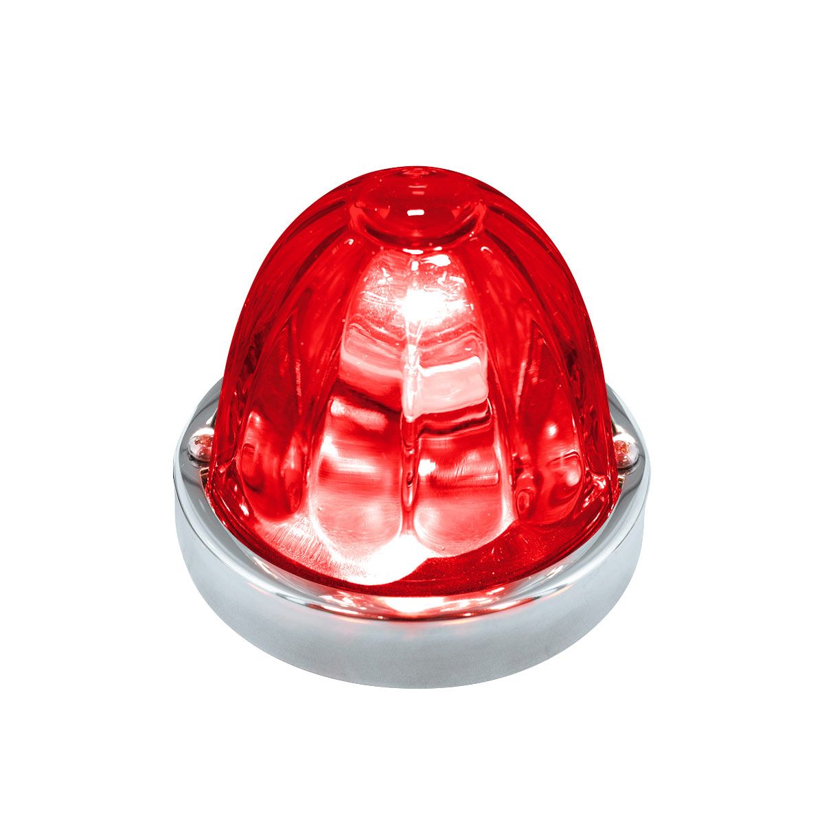 Dual Function Glass Watermelon Flush Mount Kit With LED Bulb - Red LED/Red Lens