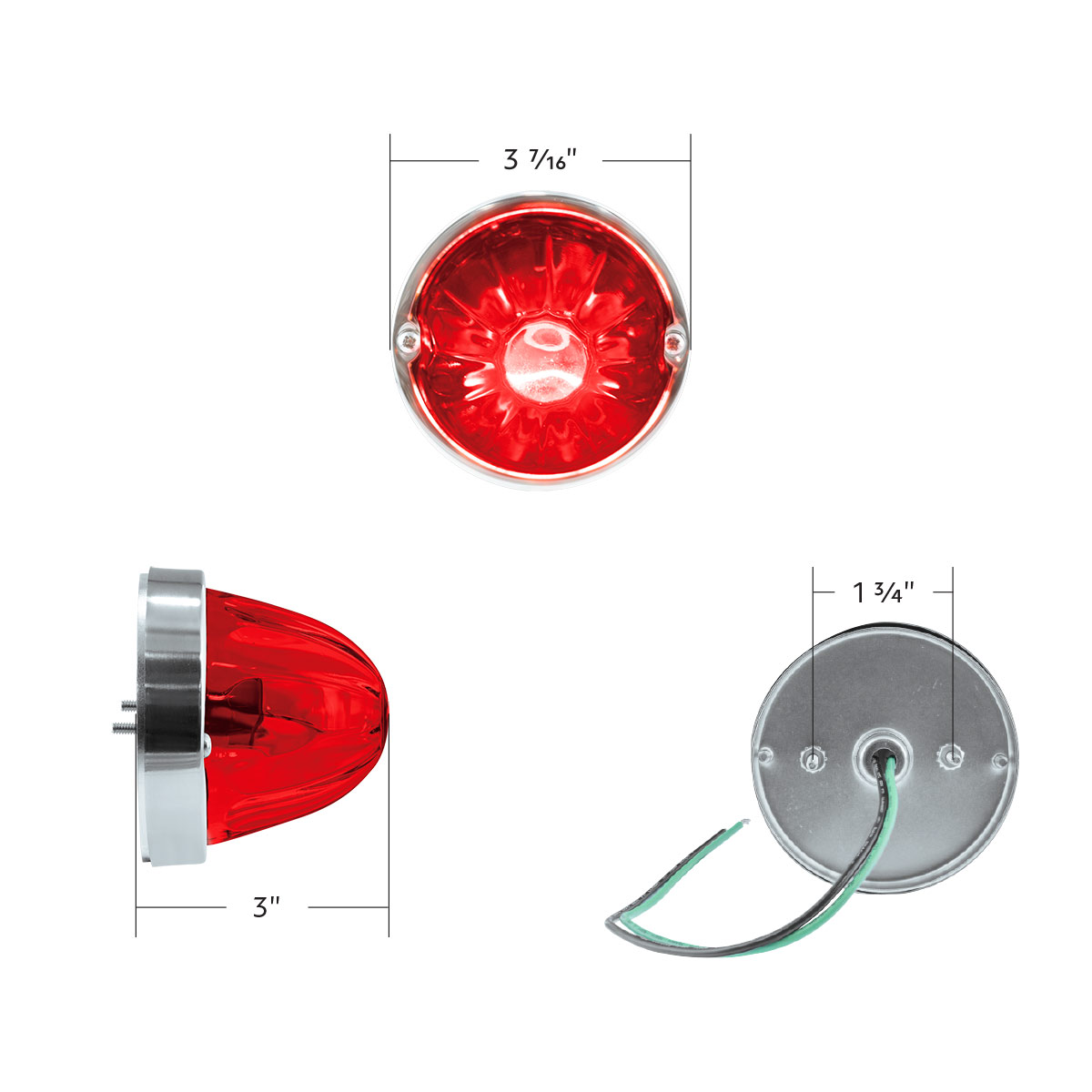 Dual Function Glass Watermelon Flush Mount Kit With LED Bulb - Red LED/Red Lens - Thumbnail 8