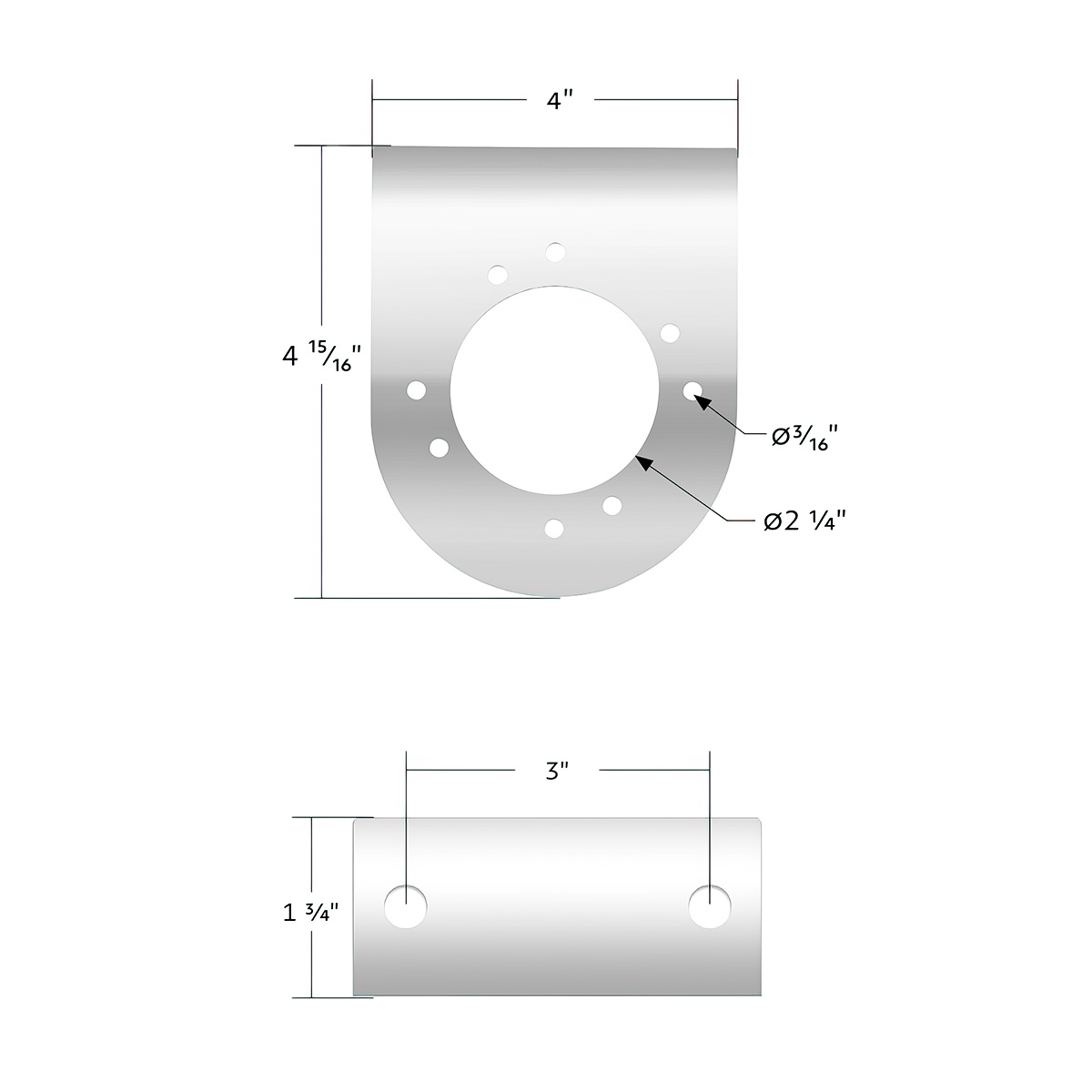 304 Stainless Steel Bracket For Single 3" Light - Thumbnail 6