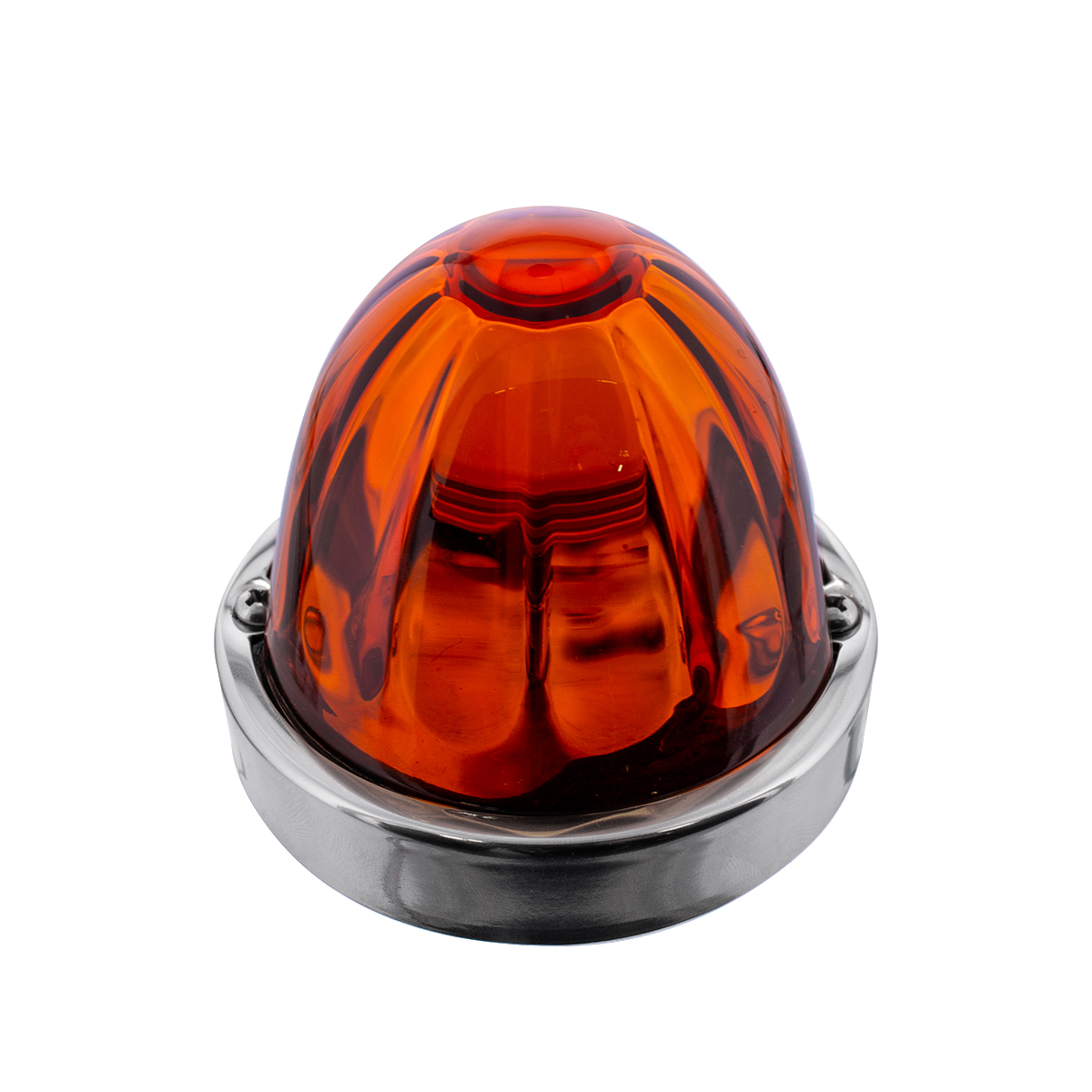 Dual Function Glass Watermelon Flush Mount Kit With LED Bulb - Amber LED/Dark Amber Lens - Thumbnail 2