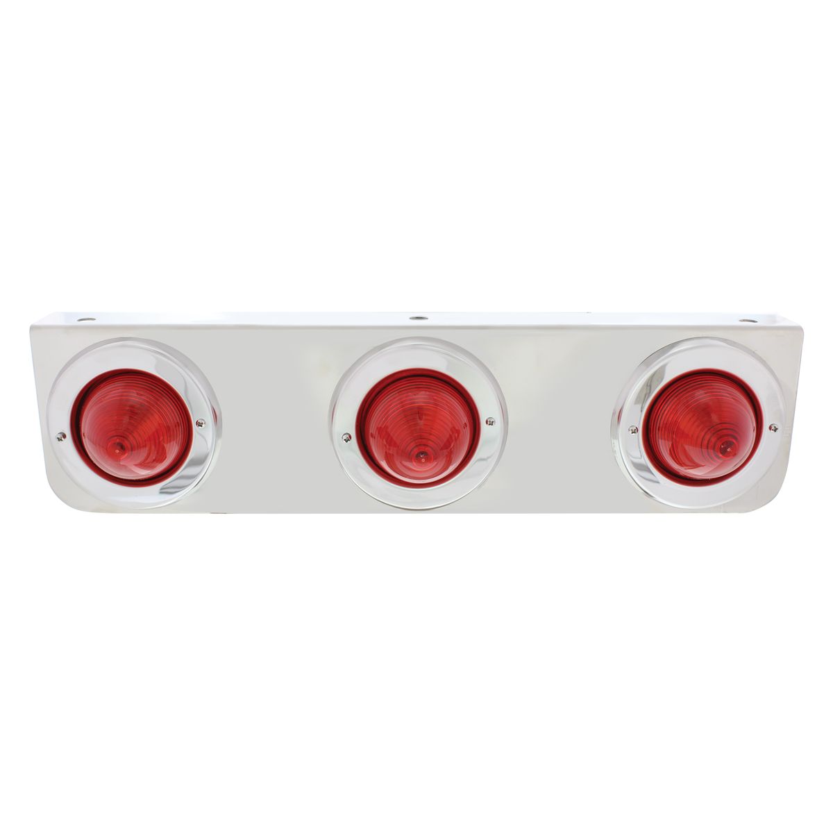 Stainless Steel Bracket With 3 Red Beehive Clearance Lights & Bezels