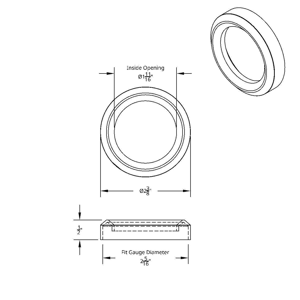 2-1/4" Pyrometer Gauge Bezel For Kenworth - Thumbnail 2