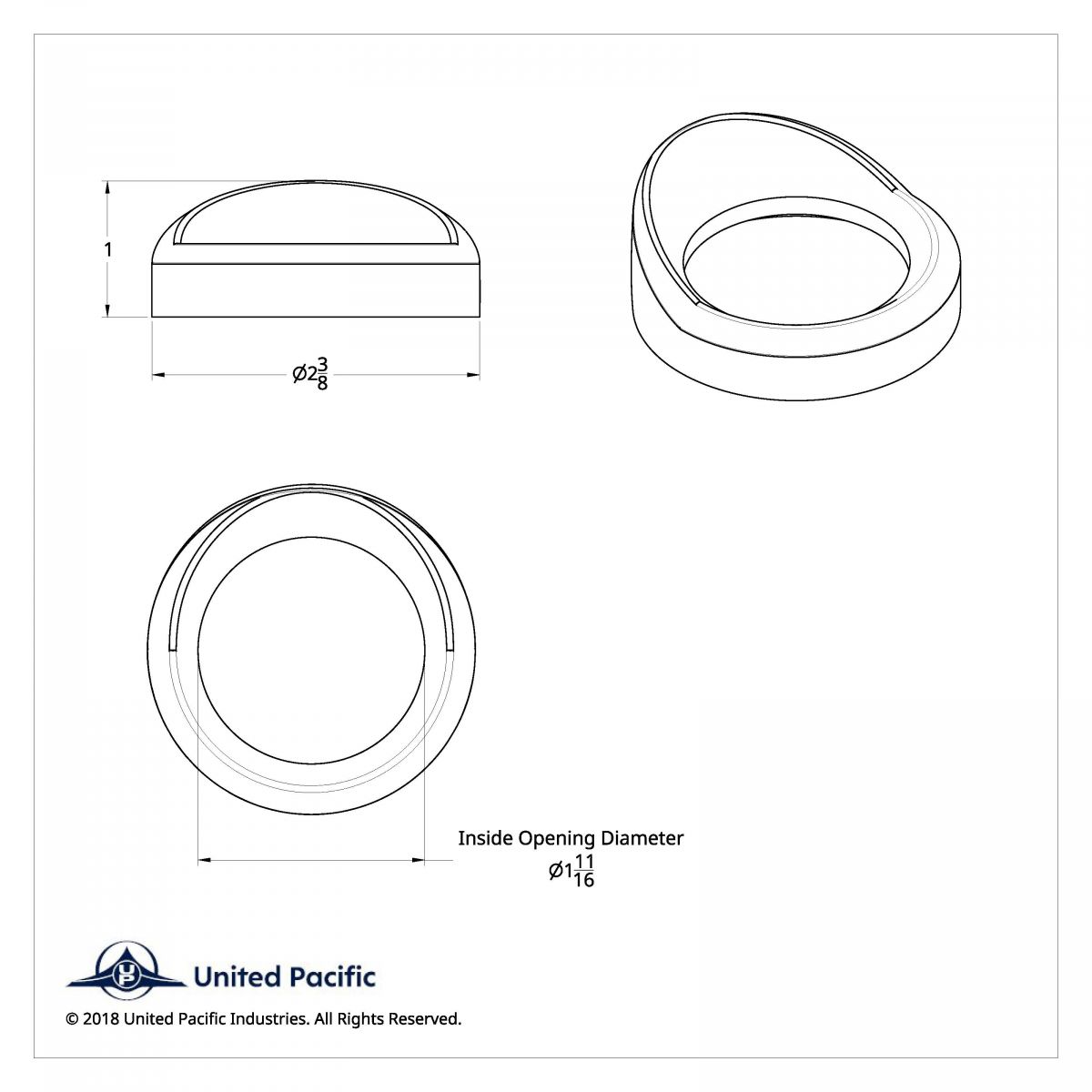 2-1/4" Pyrometer Gauge Bezel For Kenworth With Visor - Thumbnail 7