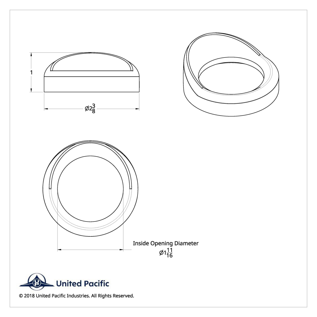 2-1/4" Pyrometer Gauge Bezel For Kenworth With Visor - Thumbnail 9