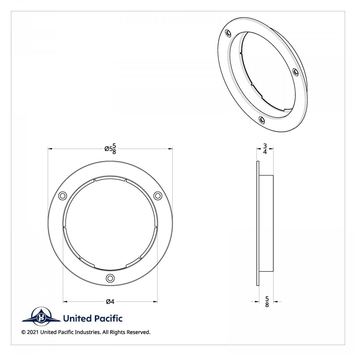 Stainless Steel Mounting Bezel For 4" Round Light (Bulk) - Thumbnail 3