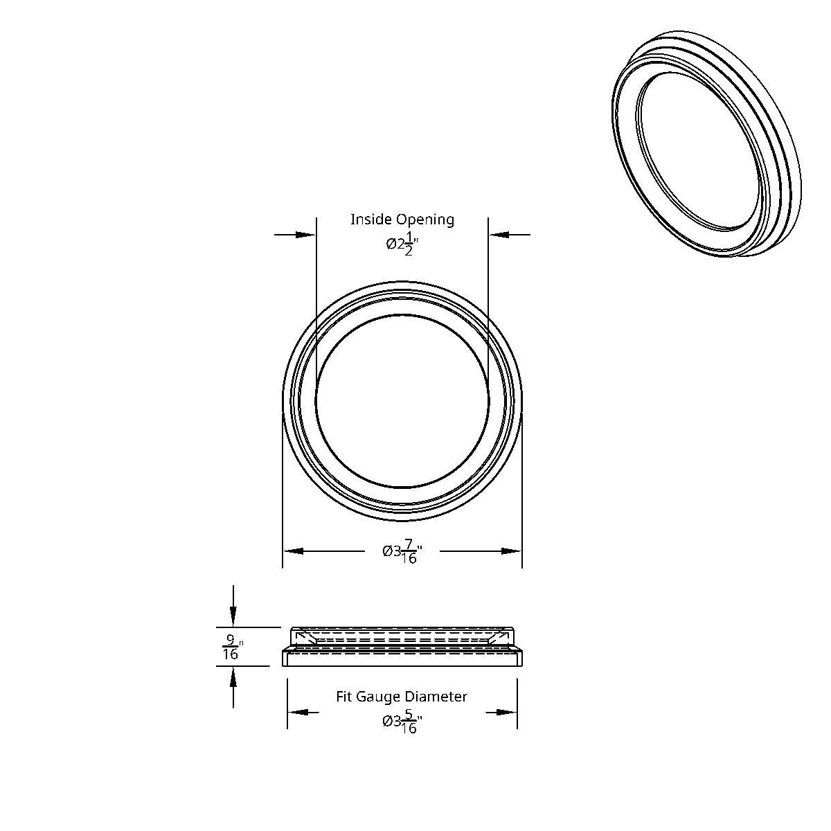 Pyrometer Gauge Bezel For Kenworth/Peterbilt - Classic Design - Thumbnail 2