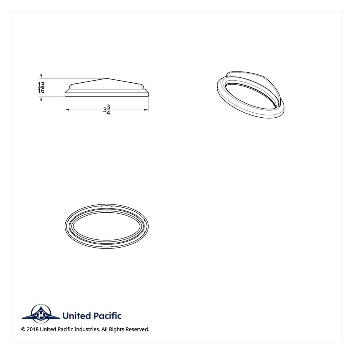 Chrome Plastic Bezels With Visor For 3" X 1-1/8" Peterbilt Door Emblem (Card of 2) - Thumbnail 8