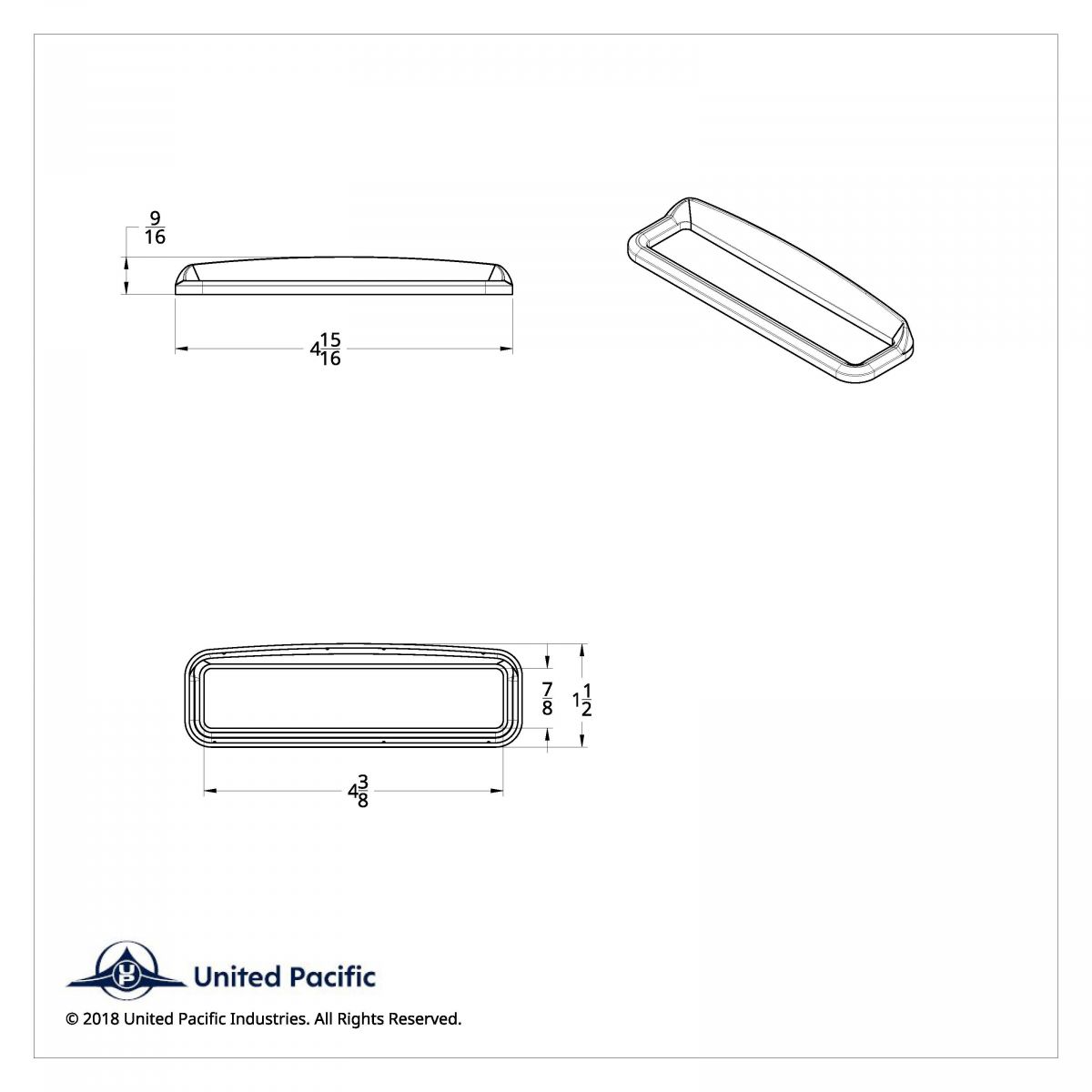 Chrome Bezel With Visor For 4-3/8" X 7/8" Kenworth Glove Box Emblem - Thumbnail 7