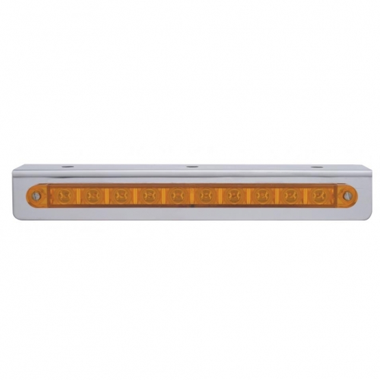9-3/4" Stainless Light Bracket With 10 LED 9" Light Bar - Amber LED/Amber Lens