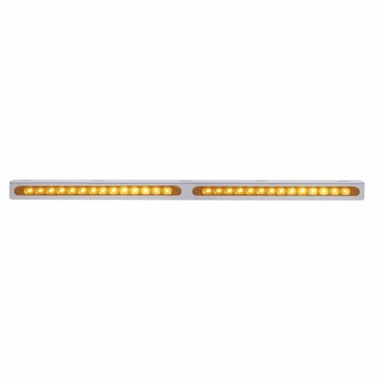 25-5/16" Stainless Light Bracket With 2X 14 LED 12" Light Bars - Amber LED/Amber Lens