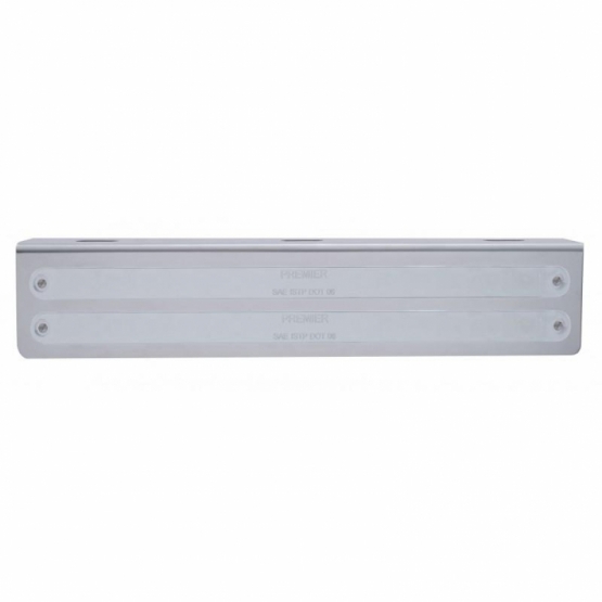 12-3/4" Stainless Light Bracket With 2X 14 LED 12" Light Bars - Amber LED/Chrome Lens - Thumbnail 2