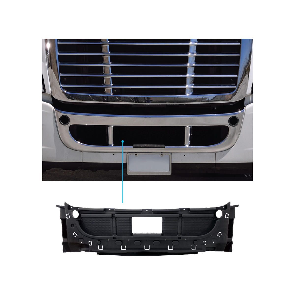 Center Bumper Inner Reinforcement For 2008-2017 Freightliner Cascadia Without OEM Radar (Box Of 5) - Thumbnail 5