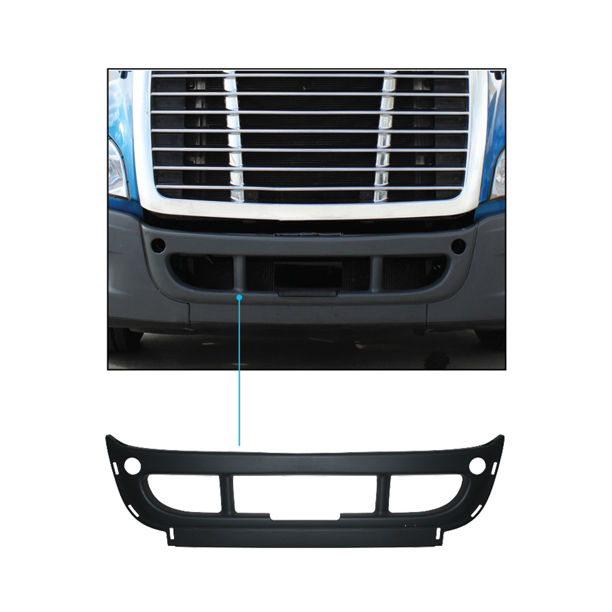 Center Bumper Without Center Trim Mounting Holes For 2008-2017 Freightliner Cascadia (Box Of 5) - Thumbnail 4
