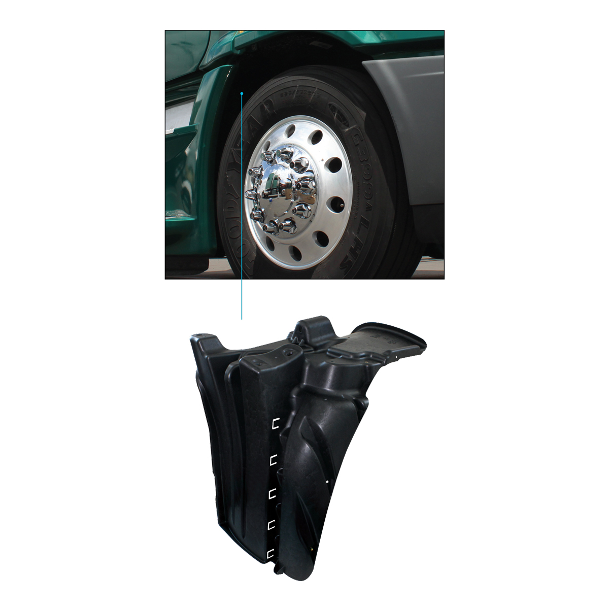 Cab Splash Guard For 2008-2017 Freightliner Cascadia - Driver - Thumbnail 2