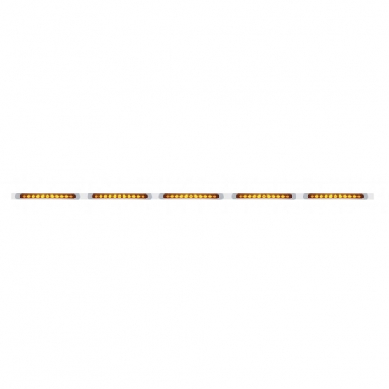 94" Stainless Light Bracket With 5X 11 LED 17" Light Bars & Bezels - Amber LED/Amber Lens