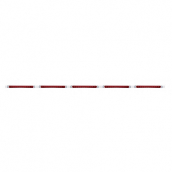 94" Stainless Light Bracket With 5X 11 LED 17" Light Bars & Bezels - Red LED/Red Lens