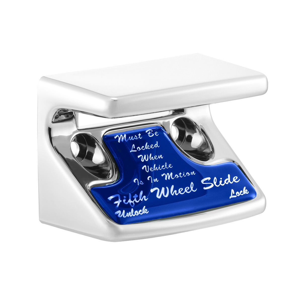 Chrome Plastic Fifth Wheel Switch Guard With Glossy Sticker For 1990-2010 Freightliner Classic- Blue Sticker - Thumbnail 3