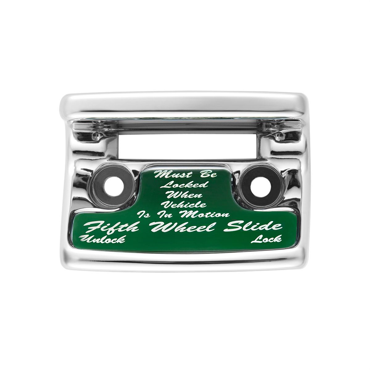 Chrome Plastic Fifth Wheel Switch Guard With Glossy Sticker For 1990-2010 Freightliner Classic- Green Sticker