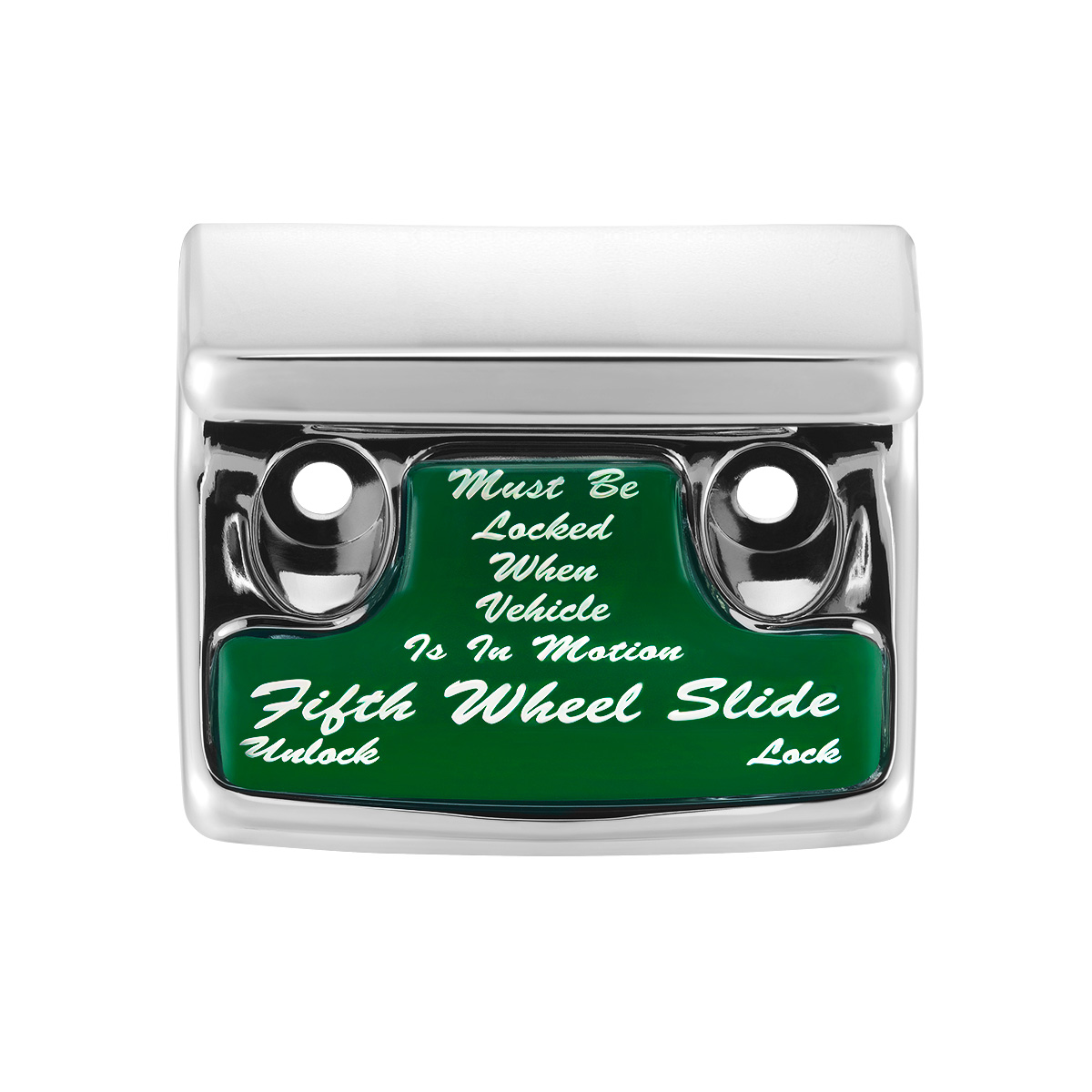 Chrome Plastic Fifth Wheel Switch Guard With Glossy Sticker For 1990-2010 Freightliner Classic- Green Sticker - Thumbnail 2