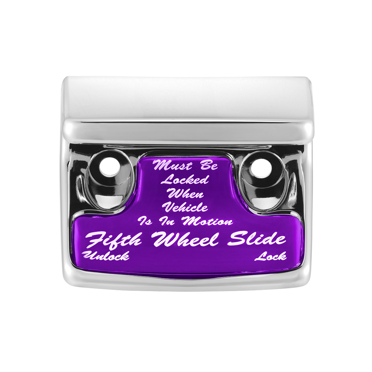 Chrome Plastic Fifth Wheel Switch Guard With Glossy Sticker For 1990-2010 Freightliner Classic- Purple Sticker - Thumbnail 2