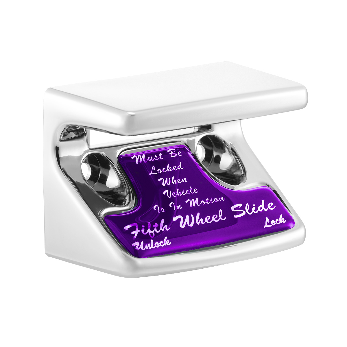 Chrome Plastic Fifth Wheel Switch Guard With Glossy Sticker For 1990-2010 Freightliner Classic- Purple Sticker - Thumbnail 3