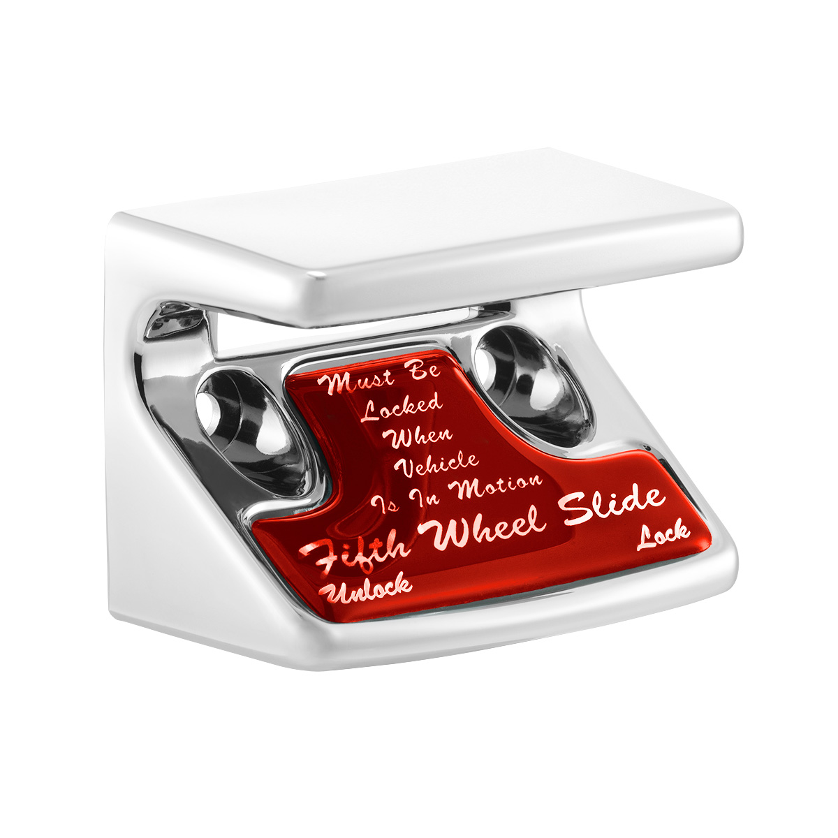Chrome Plastic Fifth Wheel Switch Guard With Glossy Sticker For 1990-2010 Freightliner Classic- Red Sticker - Thumbnail 3