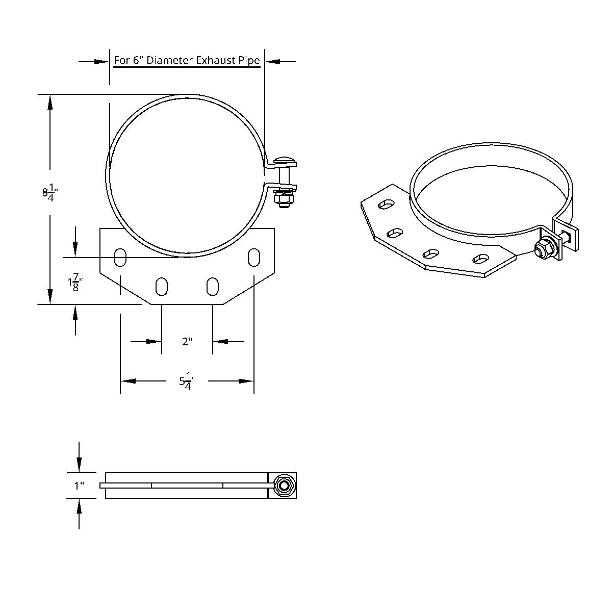 6" Stainless Exhaust Clamp For Peterbilt Ultra Cab - Thumbnail 2