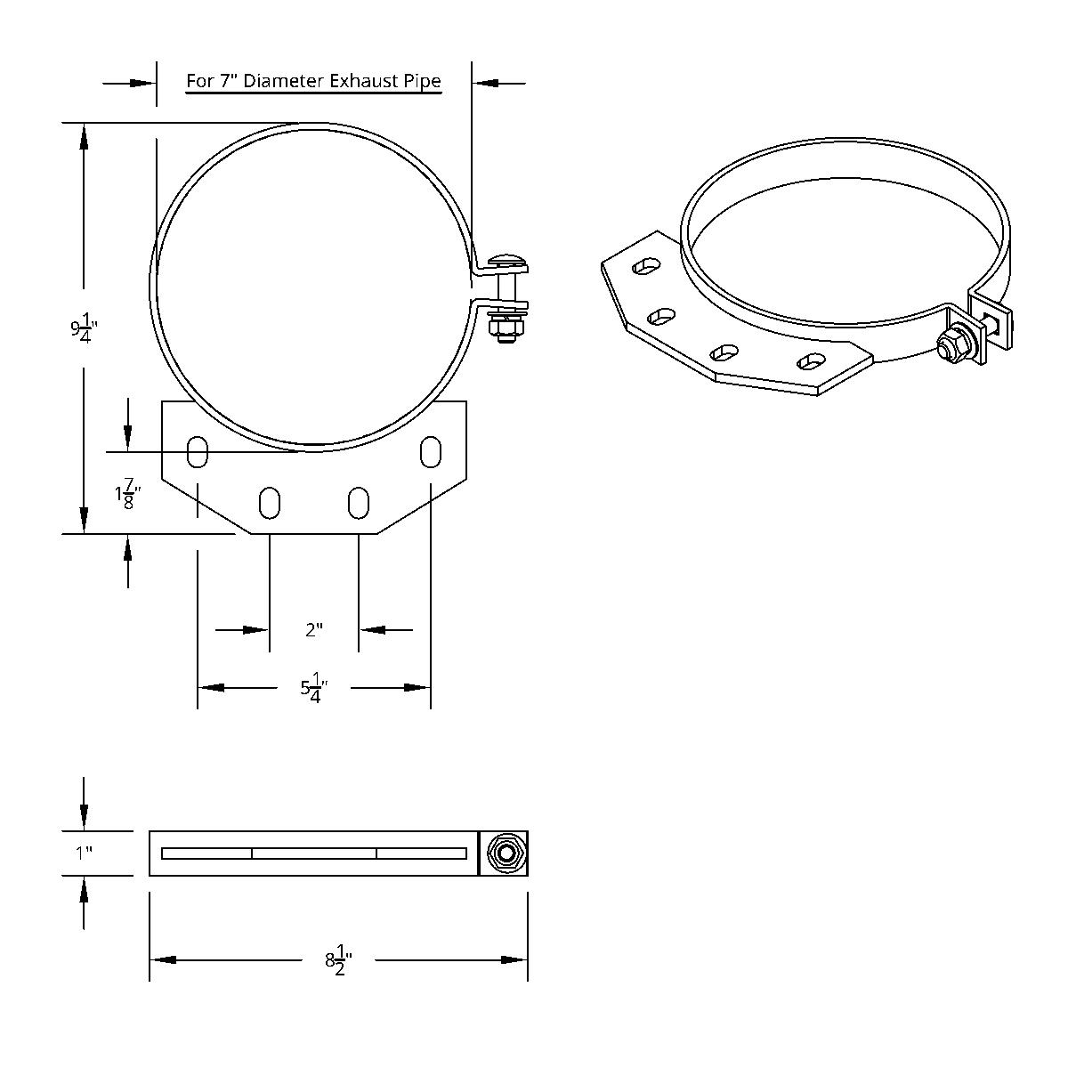 7" Stainless Exhaust Clamp For Peterbilt Ultra Cab - Thumbnail 2
