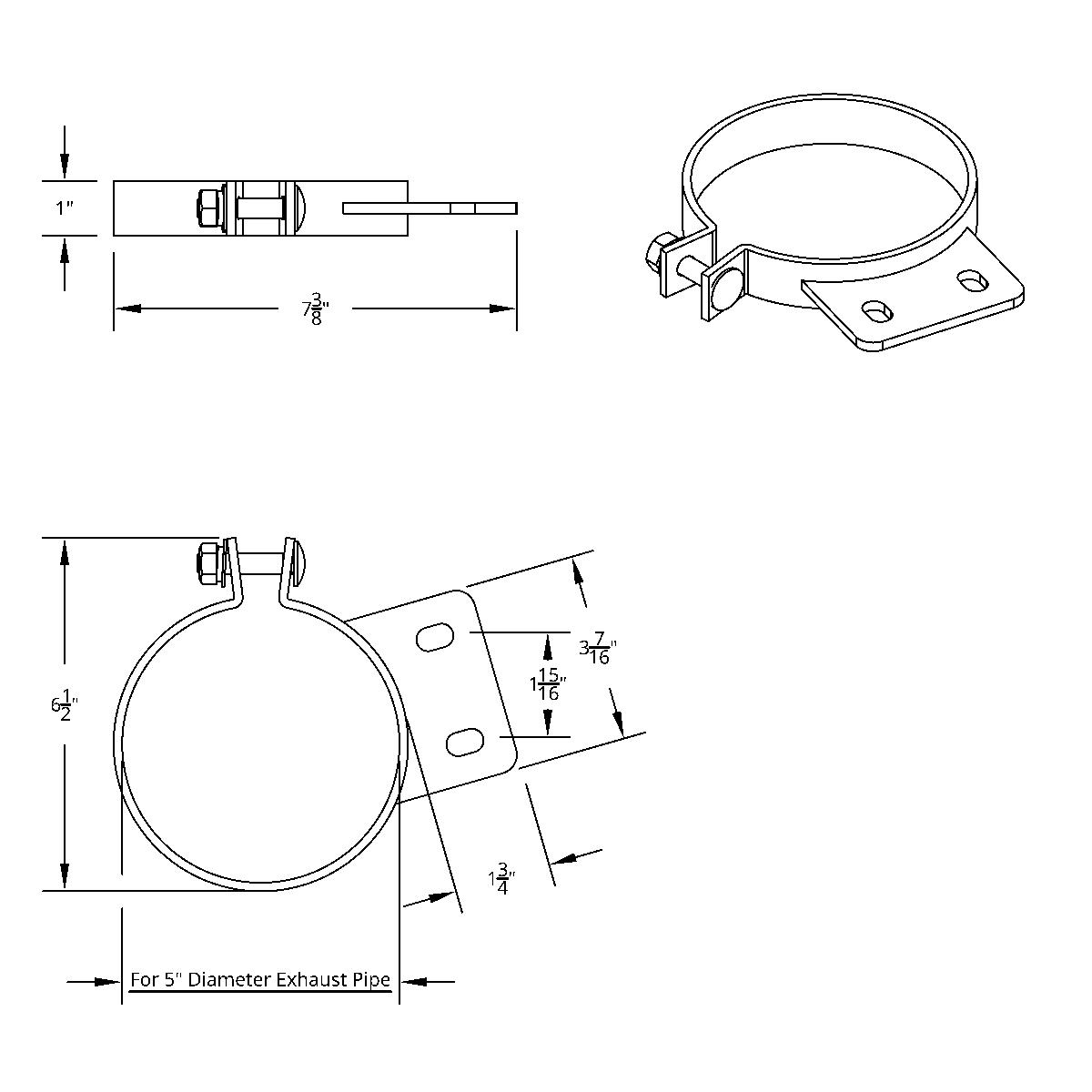 5" 304 Stainless Steel Exhaust Clamp For Peterbilt - Thumbnail 3