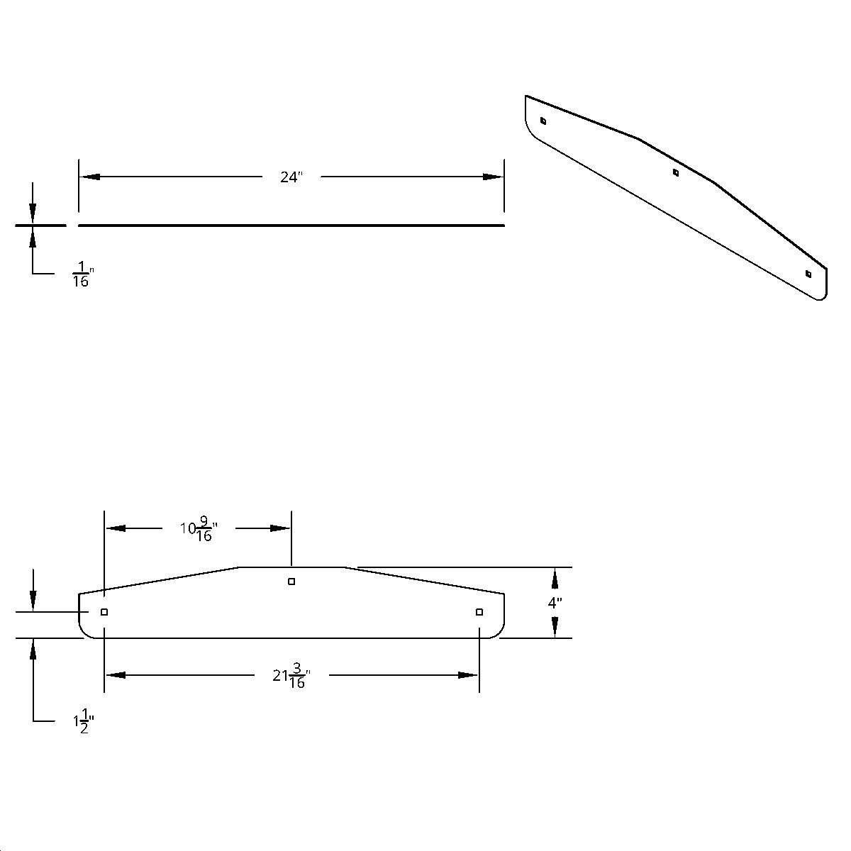 24" X 4" Stainless Steel Bottom Mud Flap Plate - Bolt Thru - Thumbnail 3