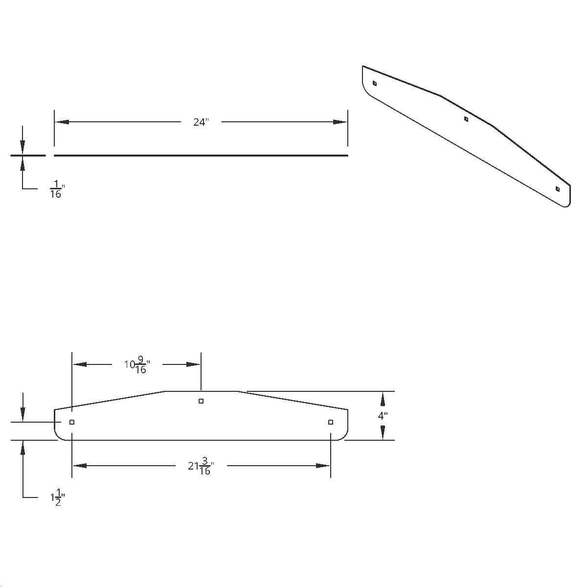 24" X 4" Stainless Steel Bottom Mud Flap Plates - Bolt Thru (Card of 2) - Thumbnail 3